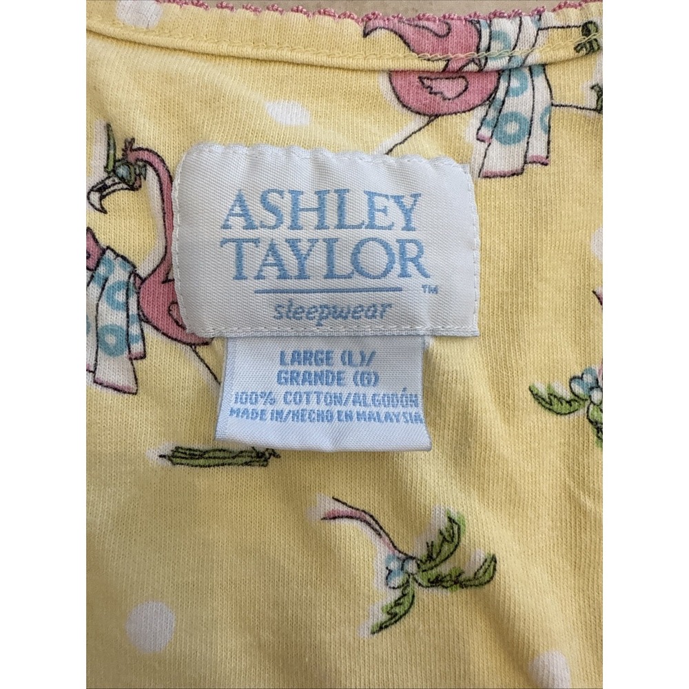 Vtg Ashley Taylor Sleepwear Nightgown Cotton Flamingo Palm Tree Sz Large - Picture 5 of 7